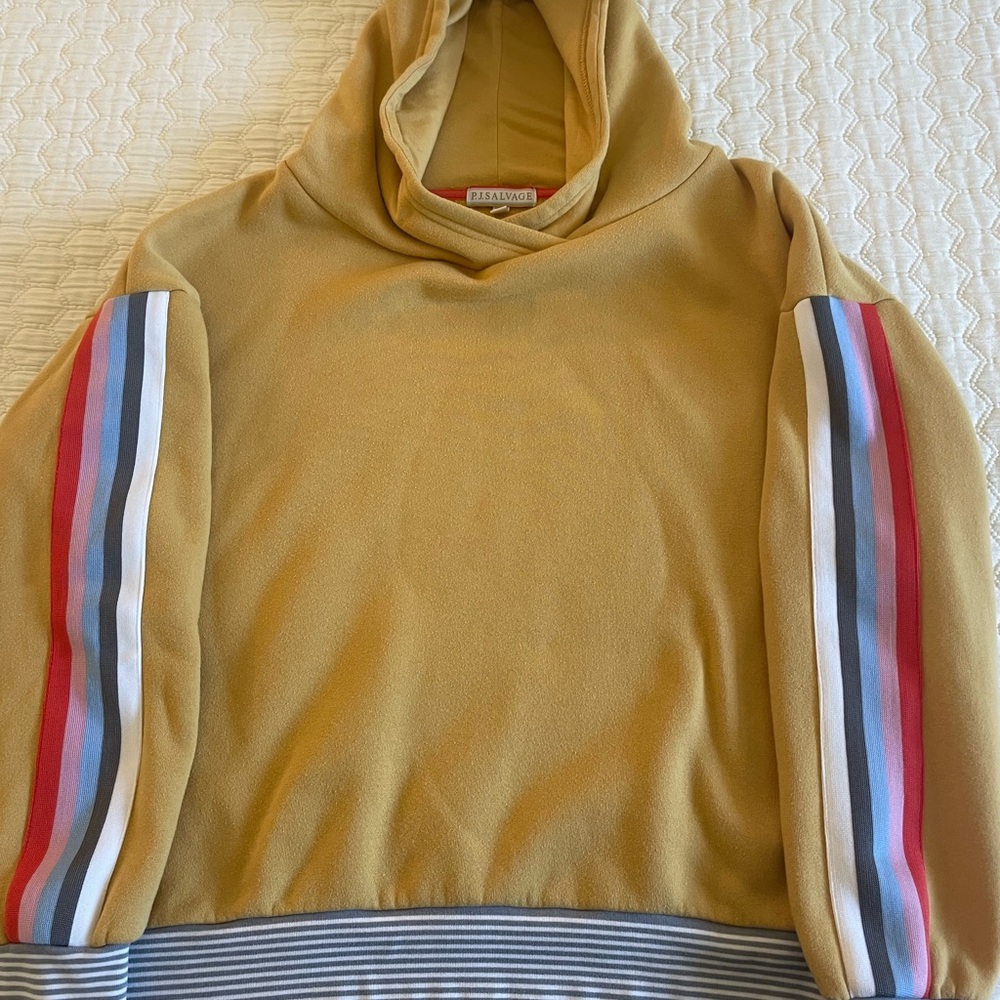 PJ Salvage Happy Days Hoodie, Gold/Multi, M